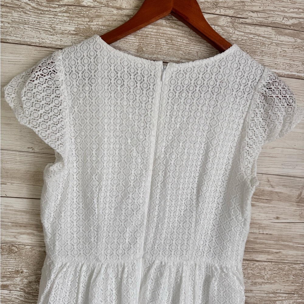 Loft White Lace Cap Sleeve Frilly Mini Dress Size 4 - Picture 5 of 10
